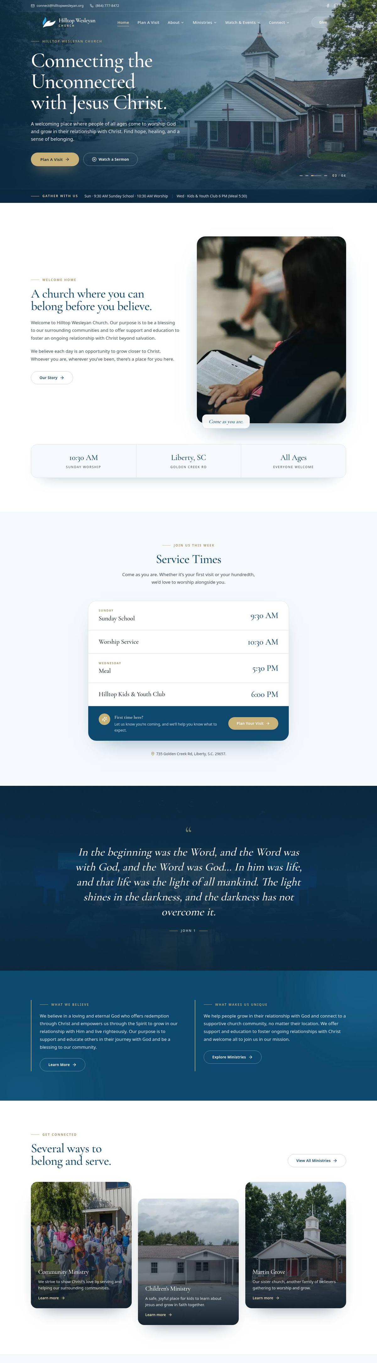 Hilltop Wesleyan website, designed by Take Part