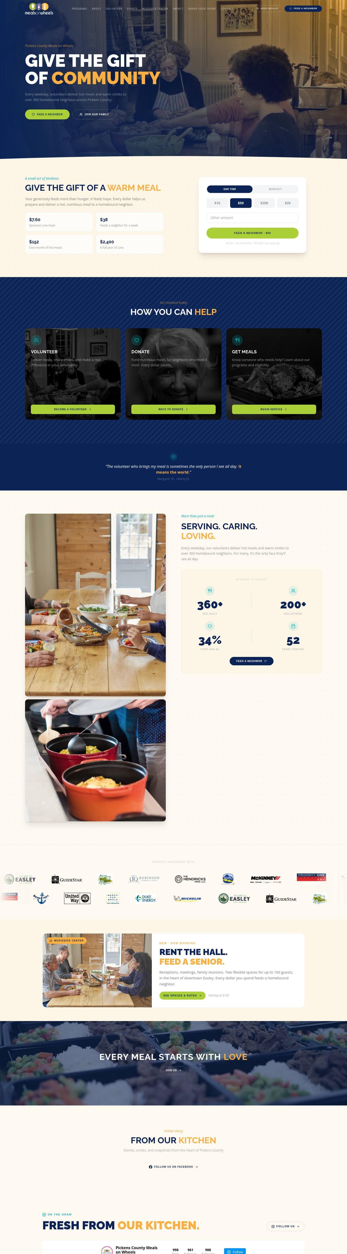 Pickens County Meals on Wheels website, designed by Take Part
