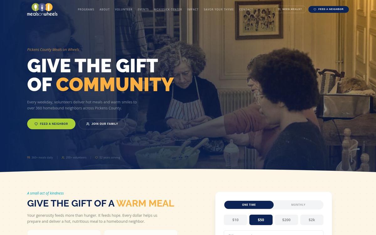Pickens County Meals on Wheels website